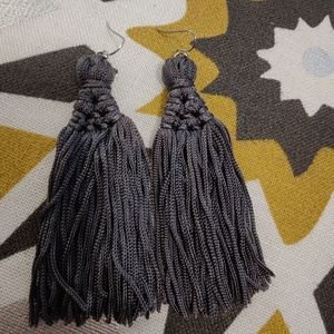 Gray Tassel Earrings